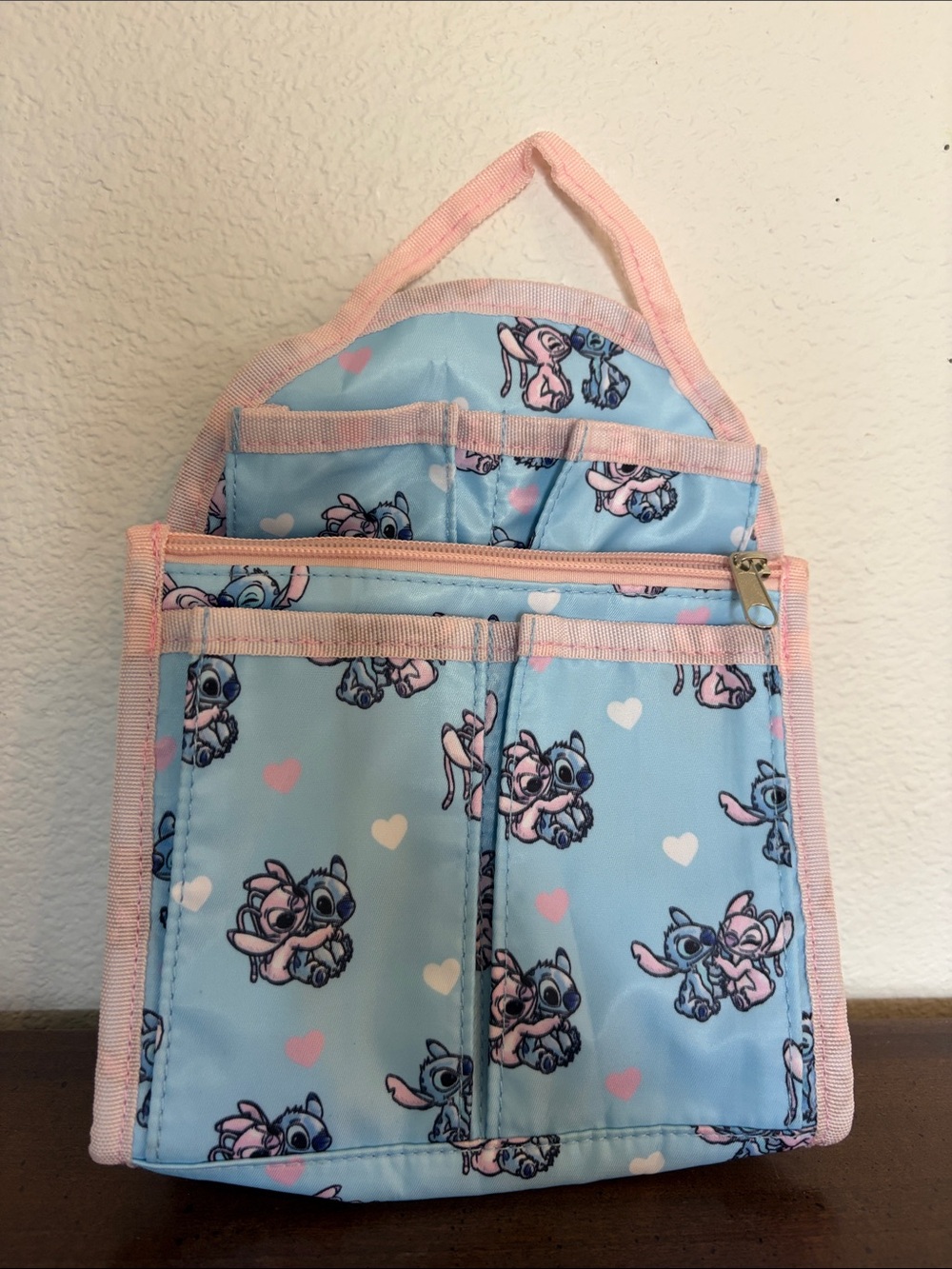 Disney Stitch Loungefly Organizer Insert Angel and Stitch hearts Blue Pink